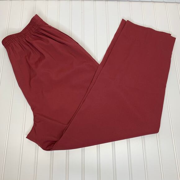 Maroon Red Pleat Front Trousers Pull On Back Elastic Sz 13/14 Vintage - Picture 1 of 5